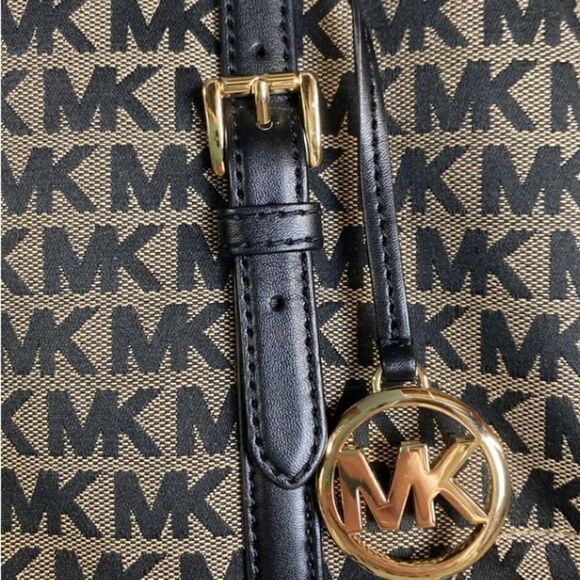 #142 MICHAEL KORS Signature Logo Canvas Bag Double Handle Bag - Picture 4 of 5